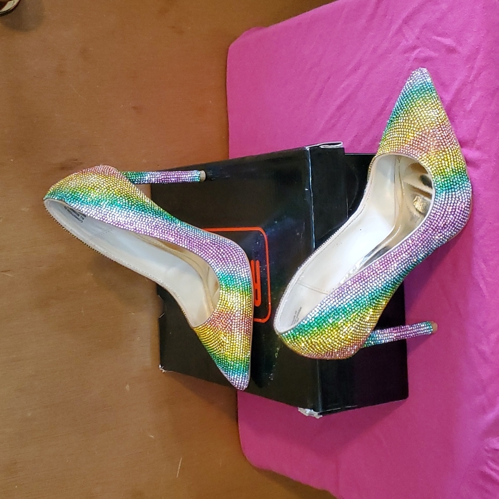Womens Multi-color Blinged Out Rhinestone Heels - Picture 2 of 7